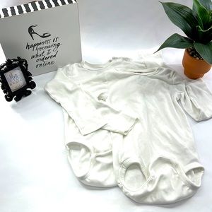 2 H&M White Long-Sleeve Onesies, Size 18M